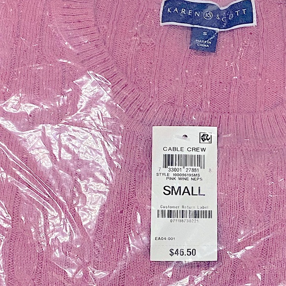 Mauve Cable Knit Crew Neck Sweater - Picture 3 of 3